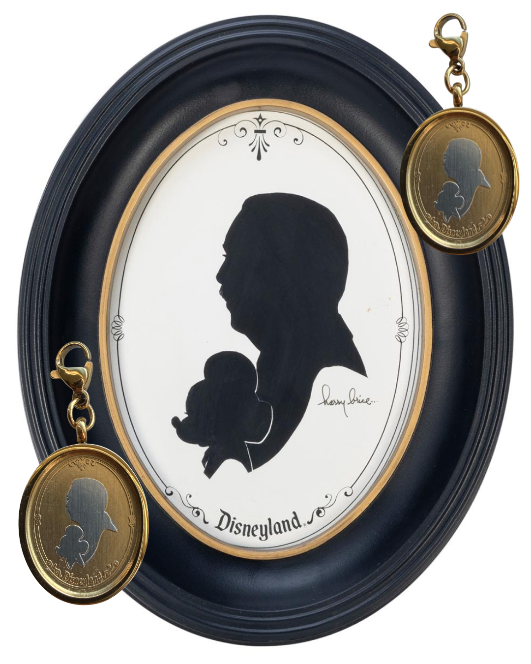 Mick & Walt Silhouette Gold Charm